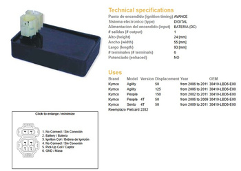Dze moduł zapłonu cdi kymco agility 50/125`06-11, people 50`06-11